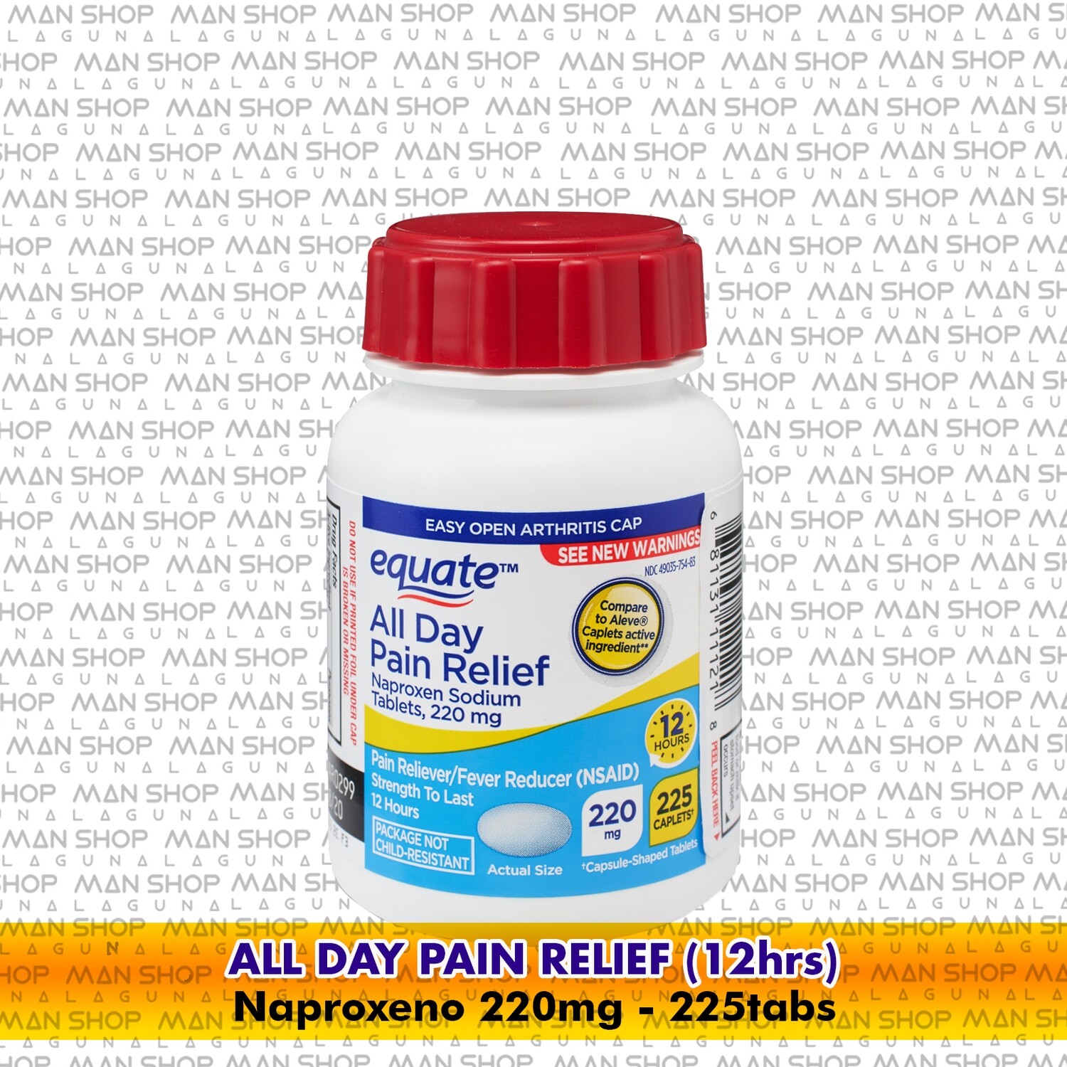 Alivio todo el día (naproxen)/ All day pain relief 220mg 225tabs
