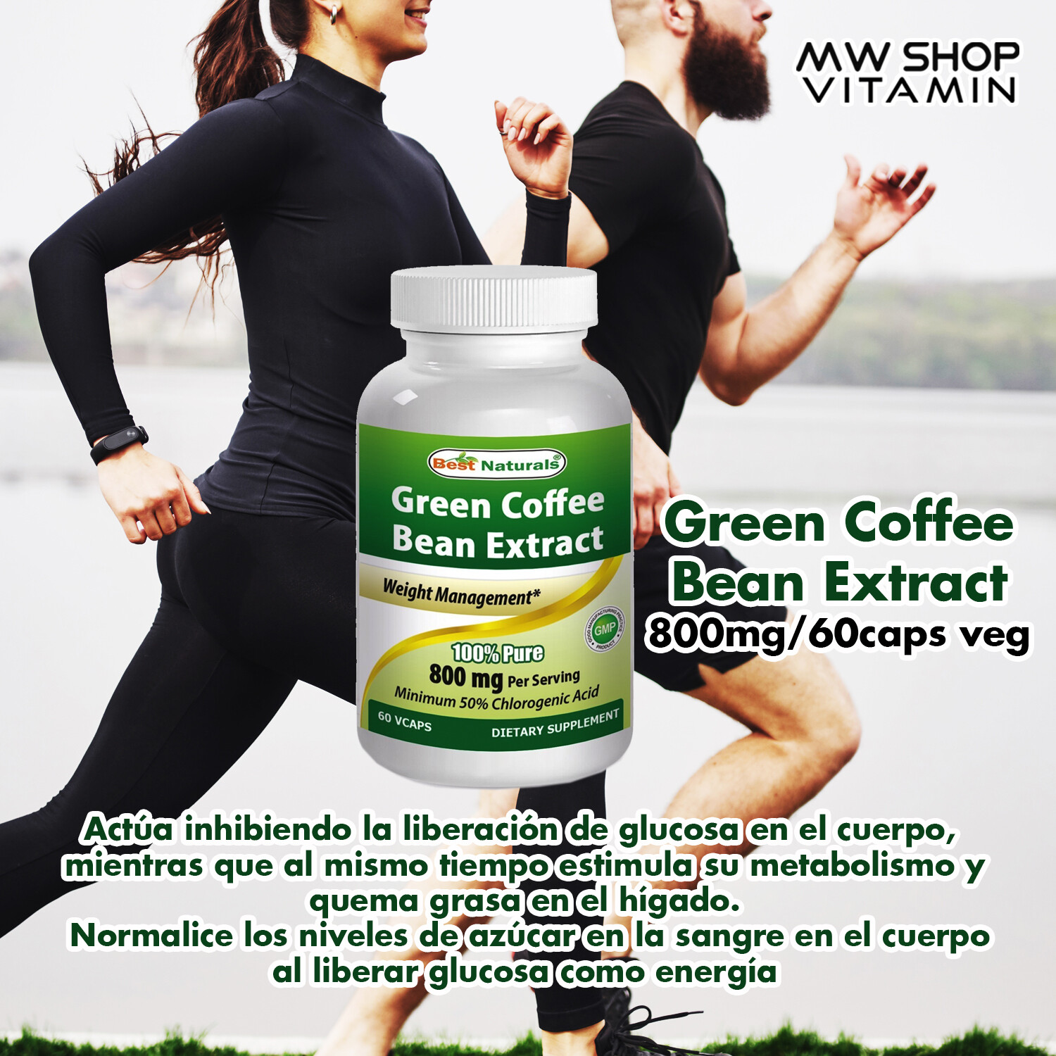 Green Coffee bean extract 800mg 60 caps vegetarianas