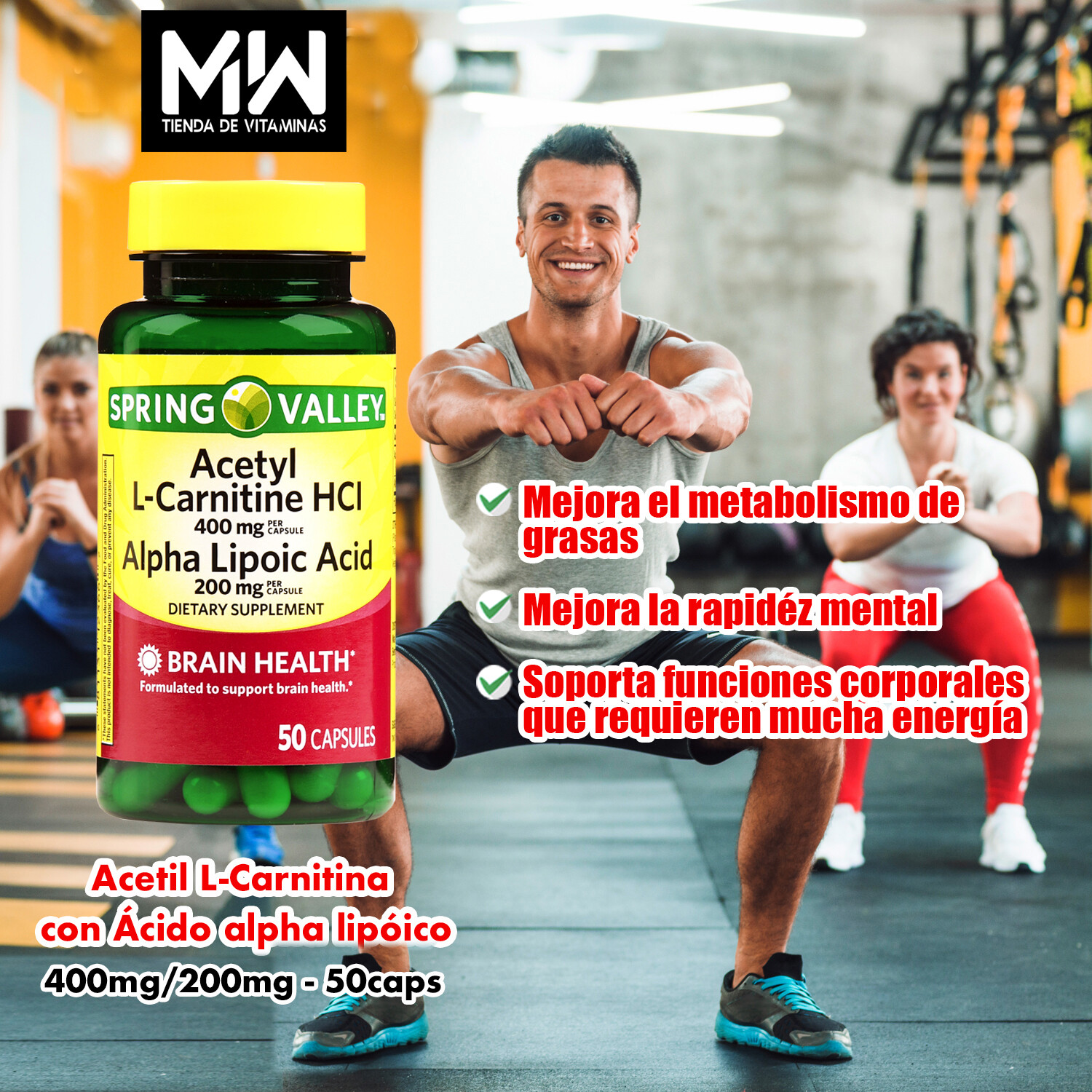 Acetil LCarnintina HCI + Acido Alfa Lipóico, 50 Caps. / Acetyl L