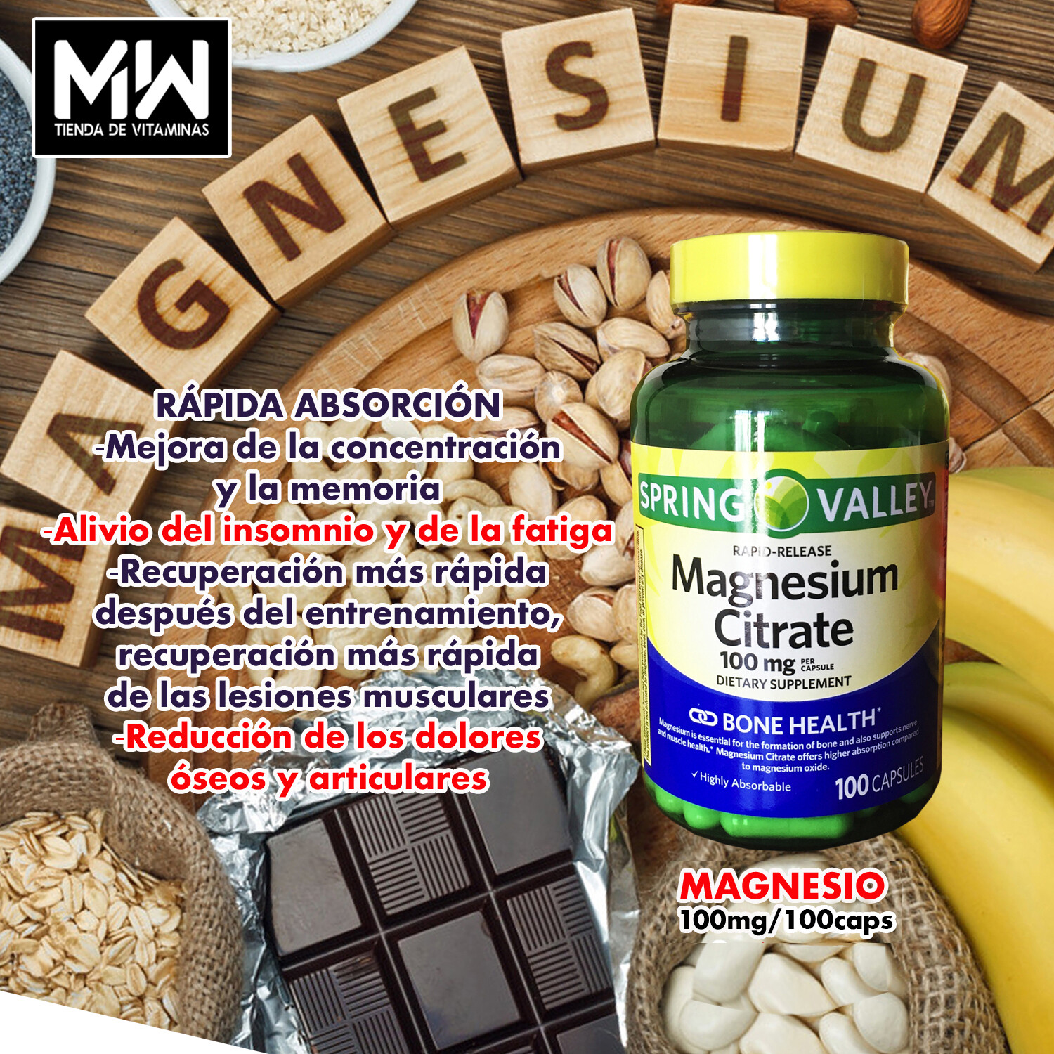 Citrato De Magnesio / Magnesium citrate 100 mg. 100 Tabs.