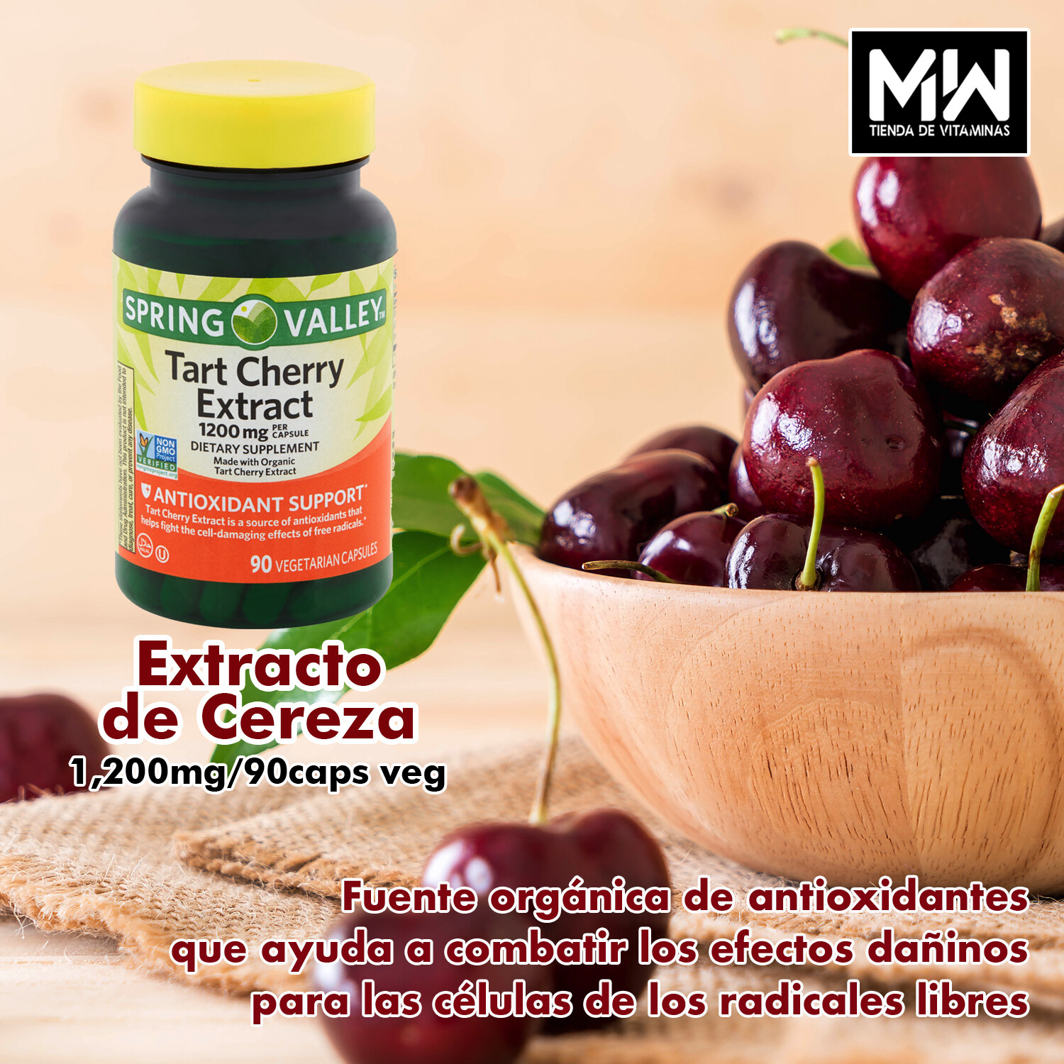 Extracto De Cereza / Tart Cherry, 1200mg, 90caps