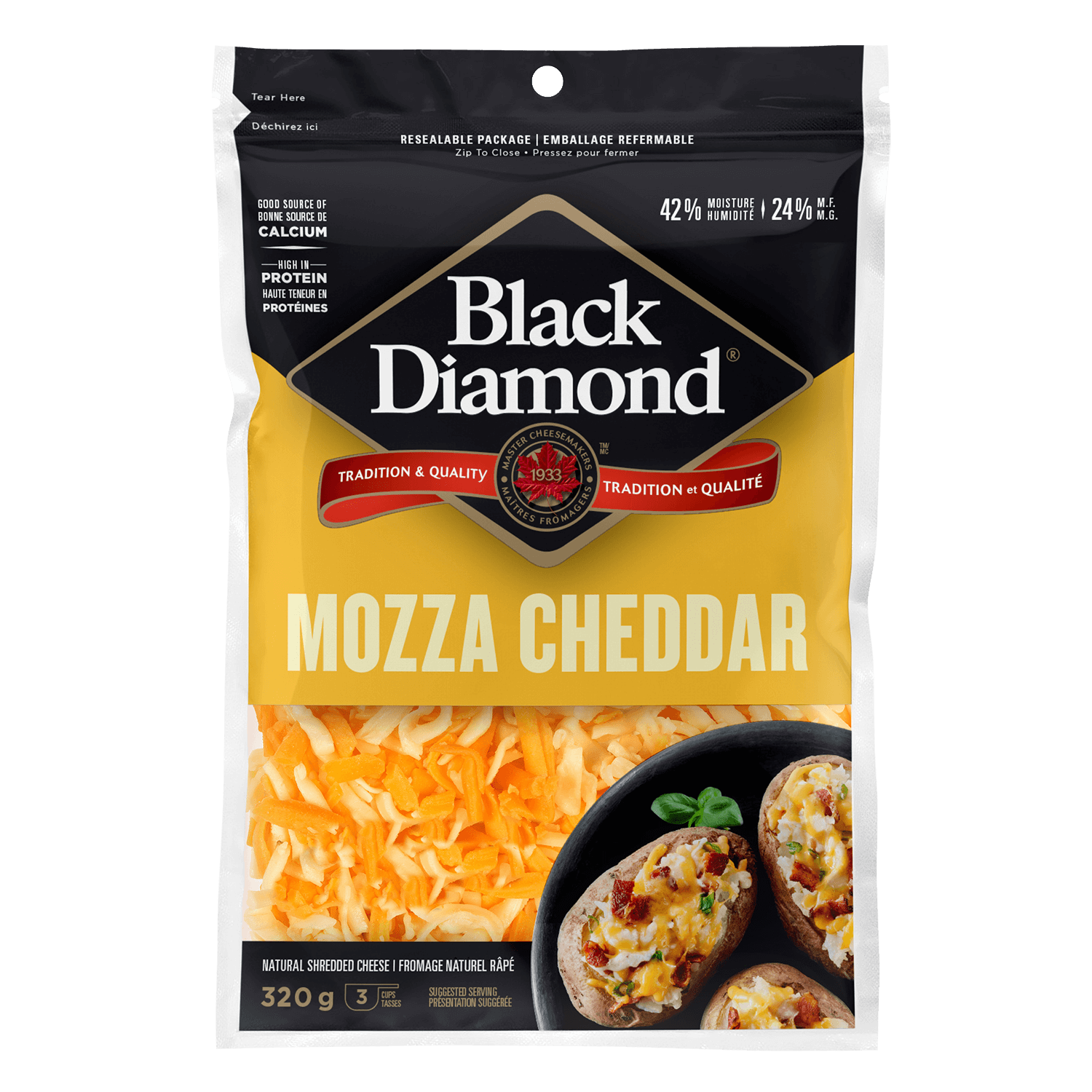Black Diamond Shredded Mozzarella / Cheddar Cheese 320g