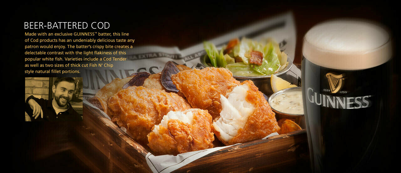4oz Guinness Beer Battered Cod Fillets - 2 pcs