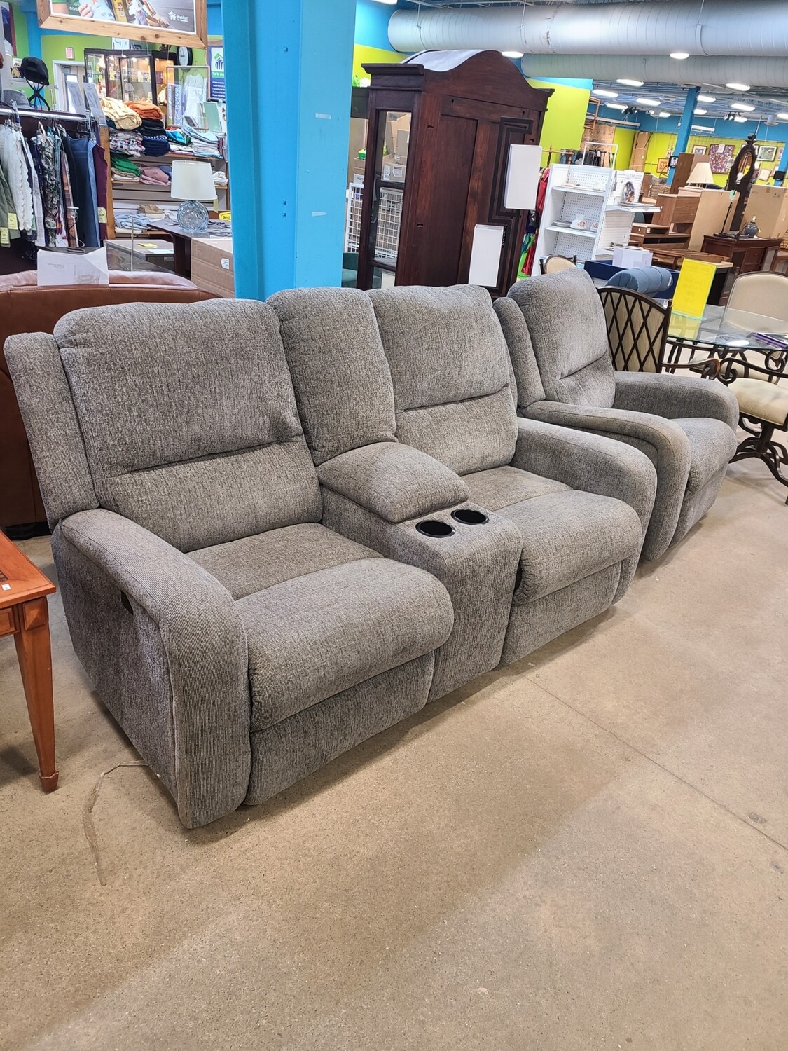 Grey Powered Double Recliner Set