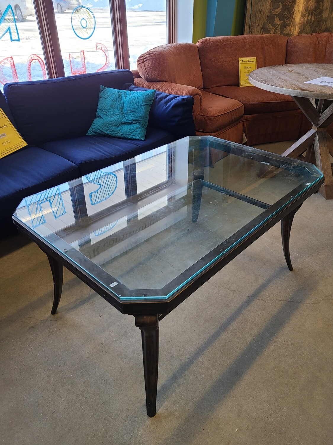 Glass and Metal Coffee Table