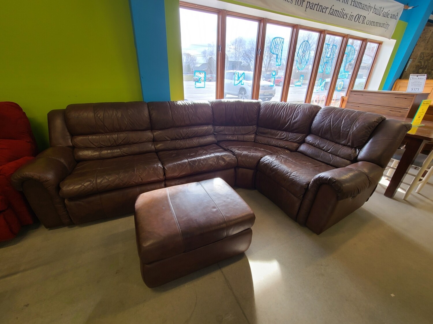 LaZBoy Brown Leather Sleeper Sectional