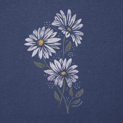 Long Sleeve Co Strong Daisies - Dusty Blue