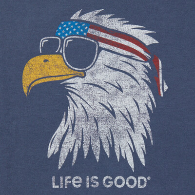 Boxy Crusher Tee Patriotic Eagle Dusty Blue