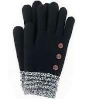 Stretch Knit Gloves With Button Detail