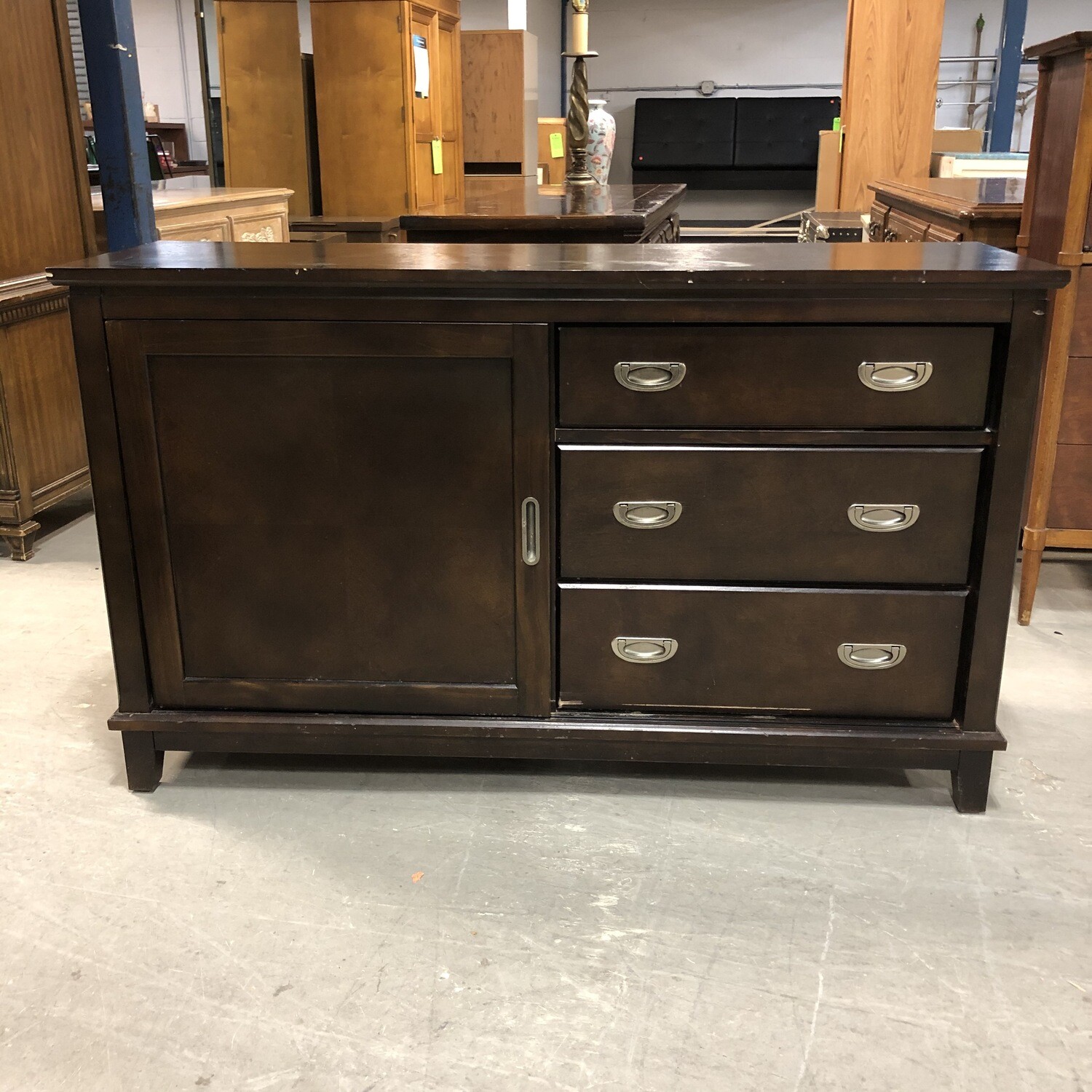 Dark Wood Veneer Sideboard