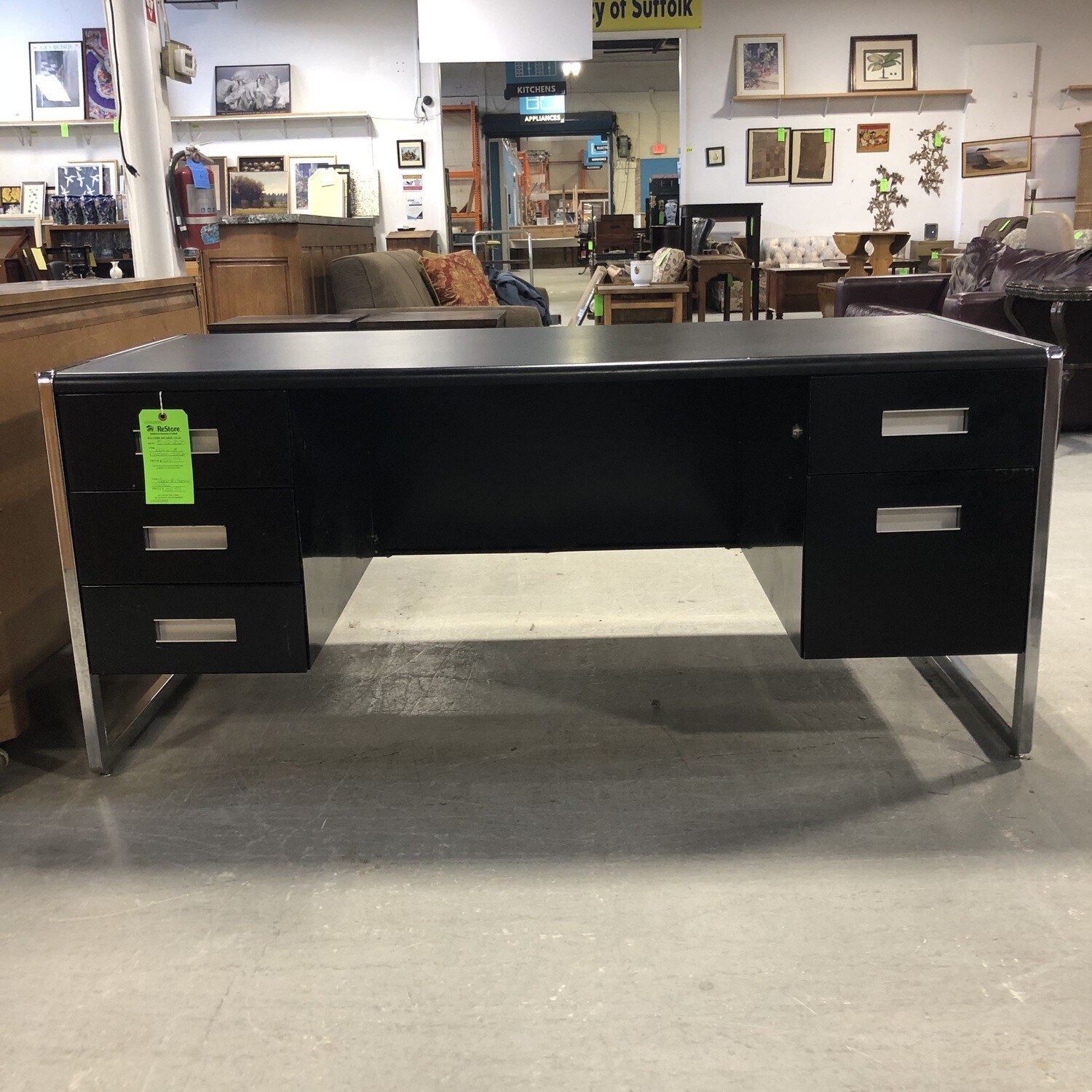 Black Metal and Chrome Desk