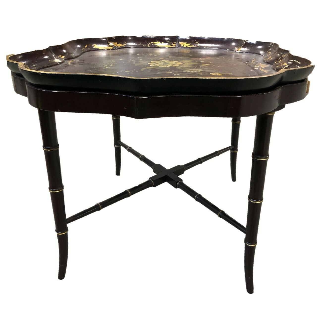 Antique English Painted Papier Mache Tray Table