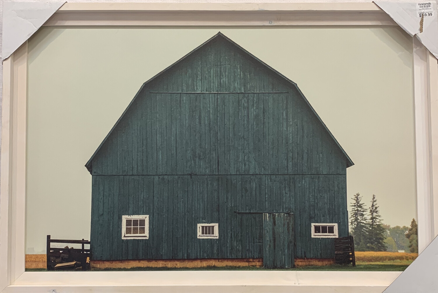 Green Barn Landscape Framed Art Print