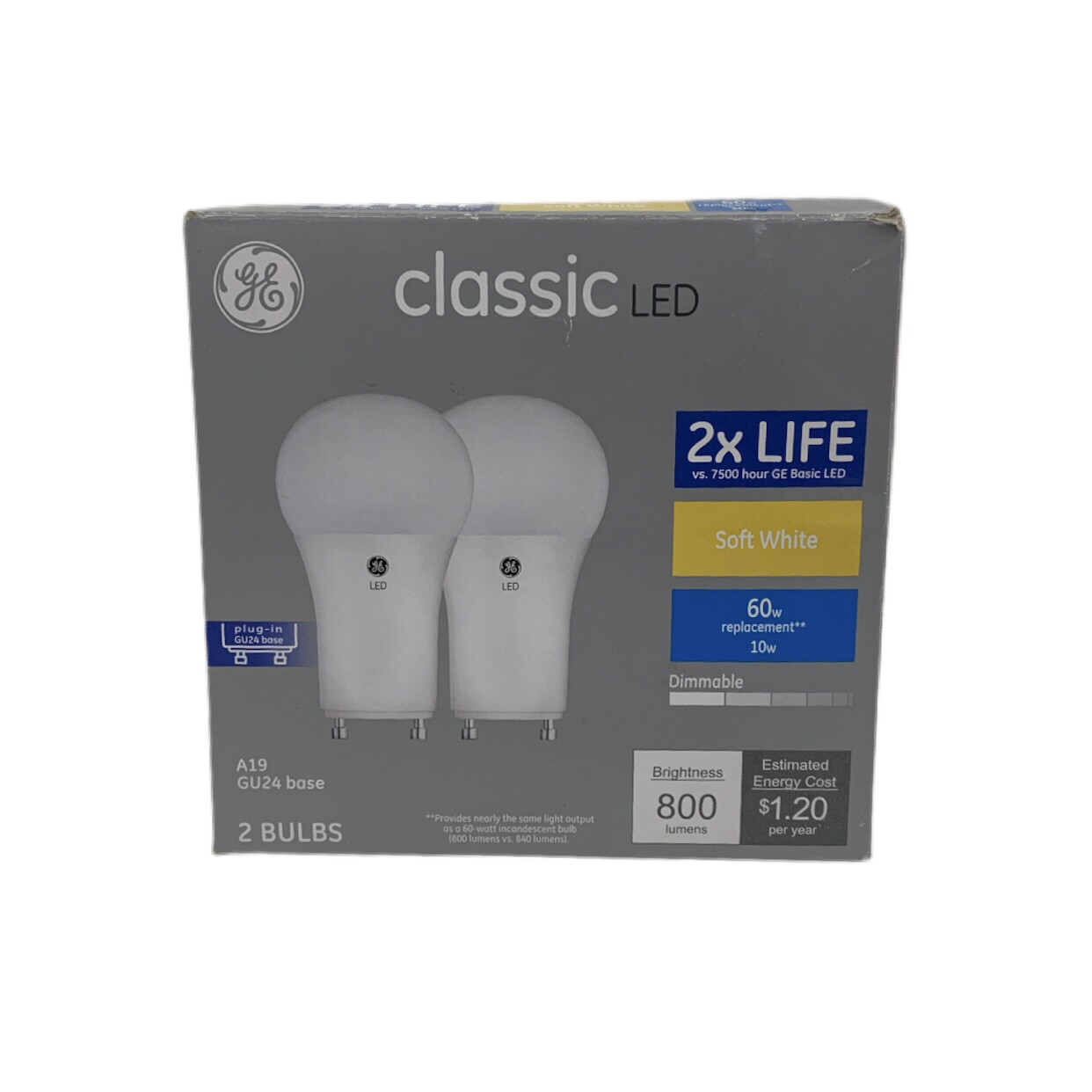 GE Classic LED GU24 Base Soft White Light Bulb 2 Pack