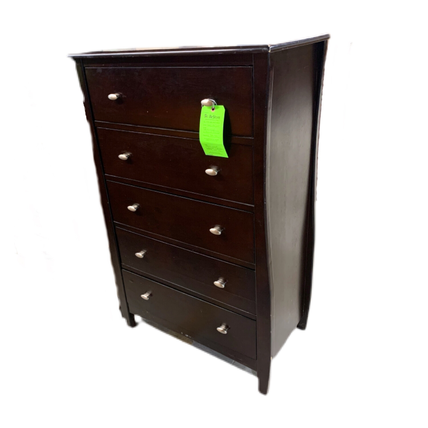 Dark Wood 5 Drawer Dresser