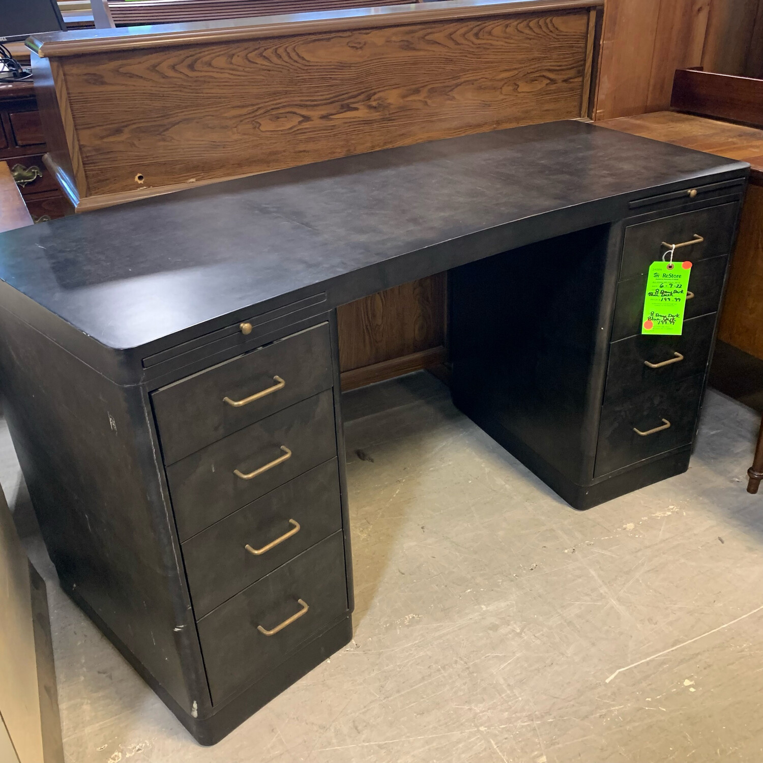 8 Drawer Dark Blue Desk