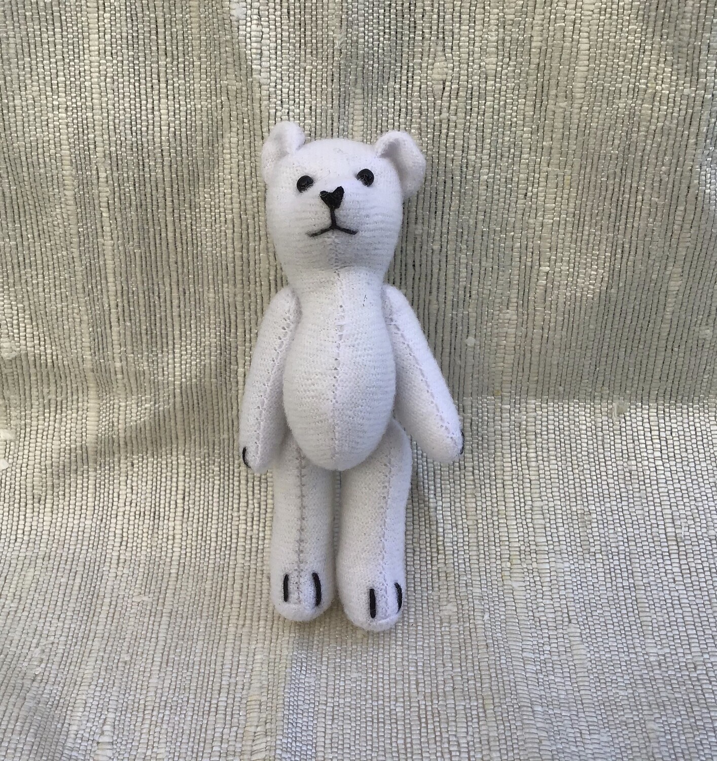 Three Fabric Teddy Bears White