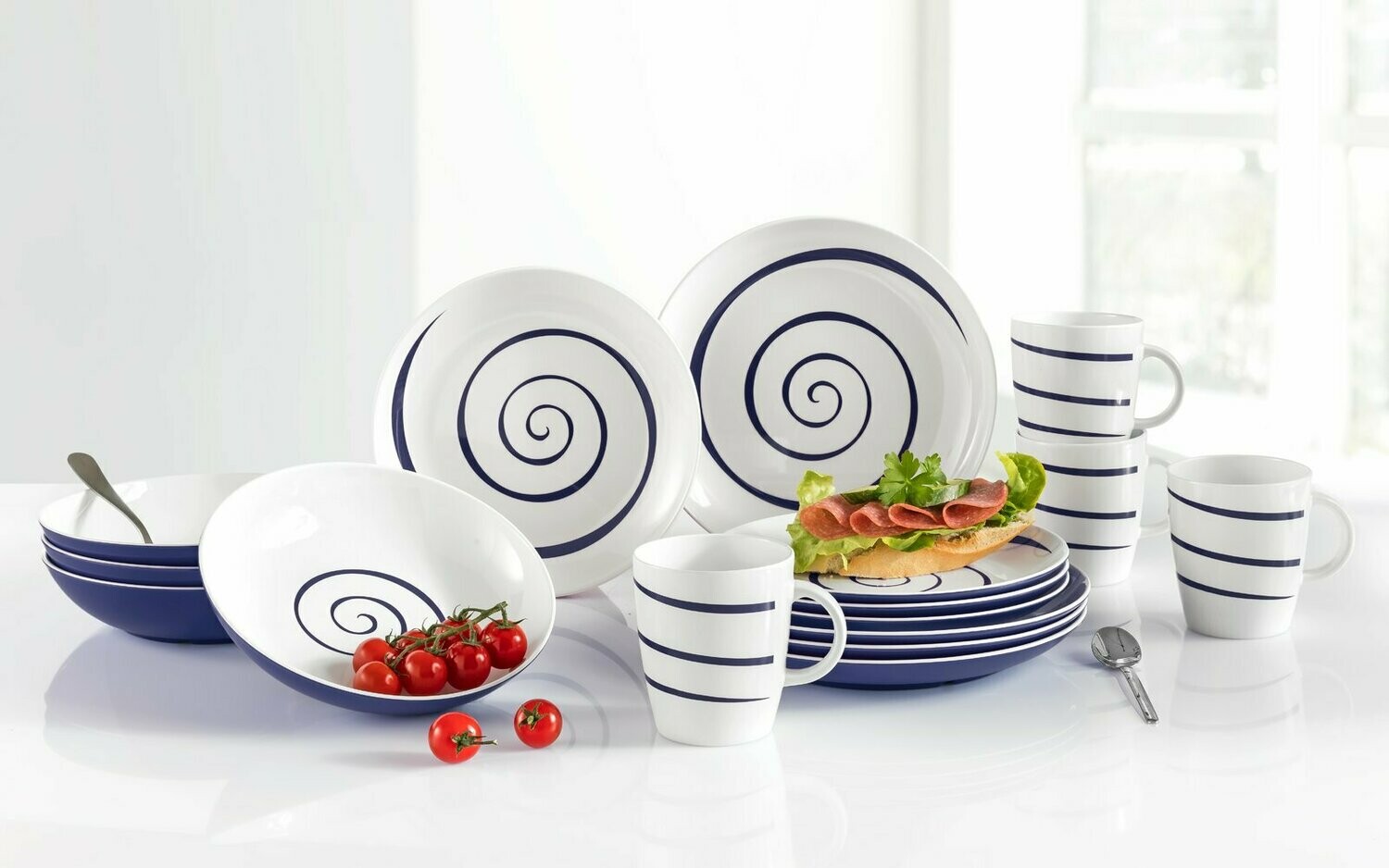 Gimex Geschirr-Set Classic Twist 16-tlg. Blau