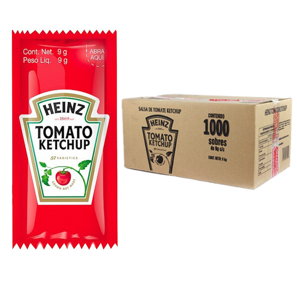Ketchup Heinz Sachet 9 grm / caja de 1,000 unidades