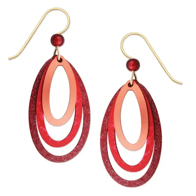 Adajio | Red &amp; Copper 3 Layer Ovals - Earrings | 7749