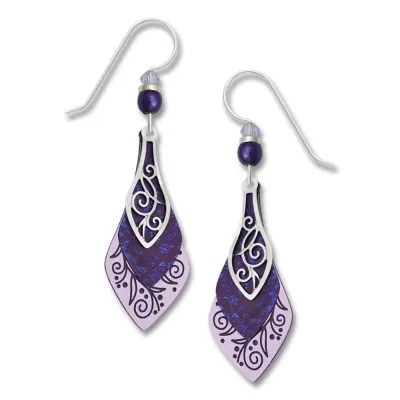 Adajio | Purple Trio Necktie w/ Floral Overlay - Earrings | 7774