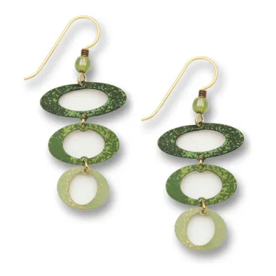 Adajio | 3 Green Open Ovals - Earrings | 7114