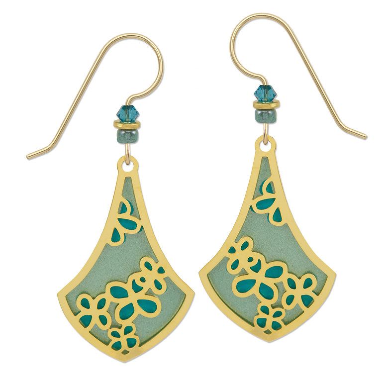 Adajio | GP Flower Cutout Over Teal Flower Background - Earrings | 7949