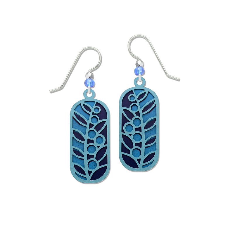 Adajio | Lt. Blue Leaf Cutout Over Dk Blue - Earrings | 8034
