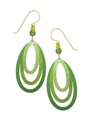 Adajio | Green Open Glitter Trio Teardrop - Earrings  | 7790