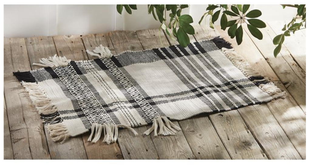 Check Black and White Rug