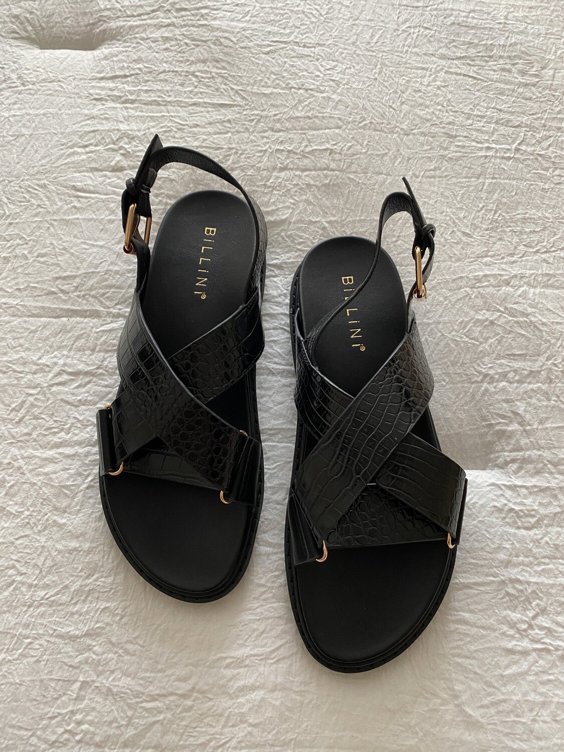 black leather dad sandals