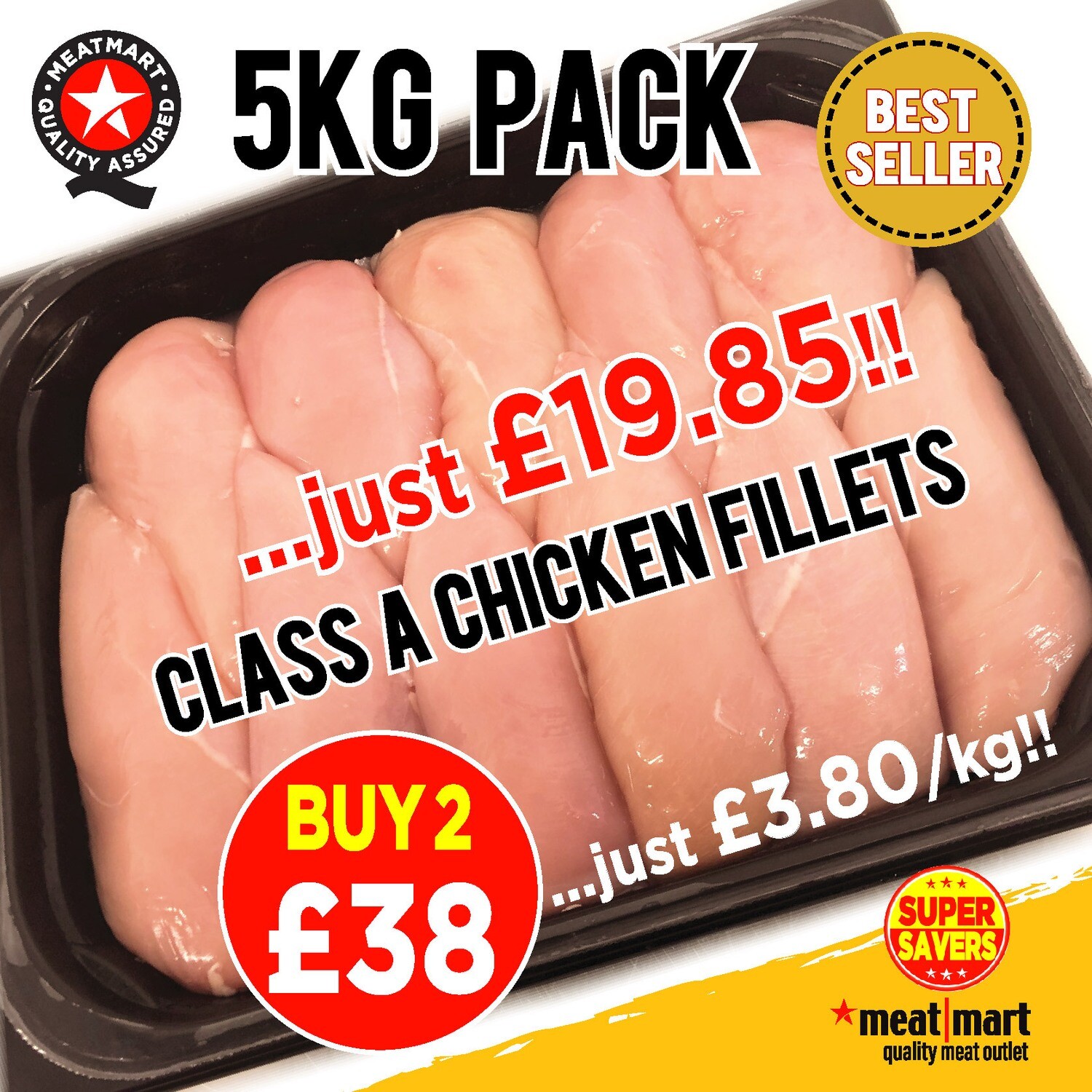 2 x 5KG Fresh Chicken Breast Fillets SPECIAL