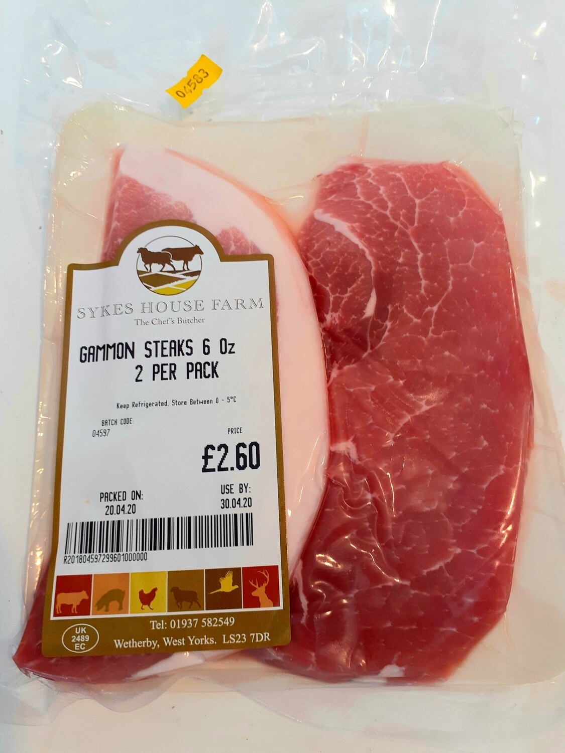 Gammon steak 6oz, 2 per pack (Frozen)