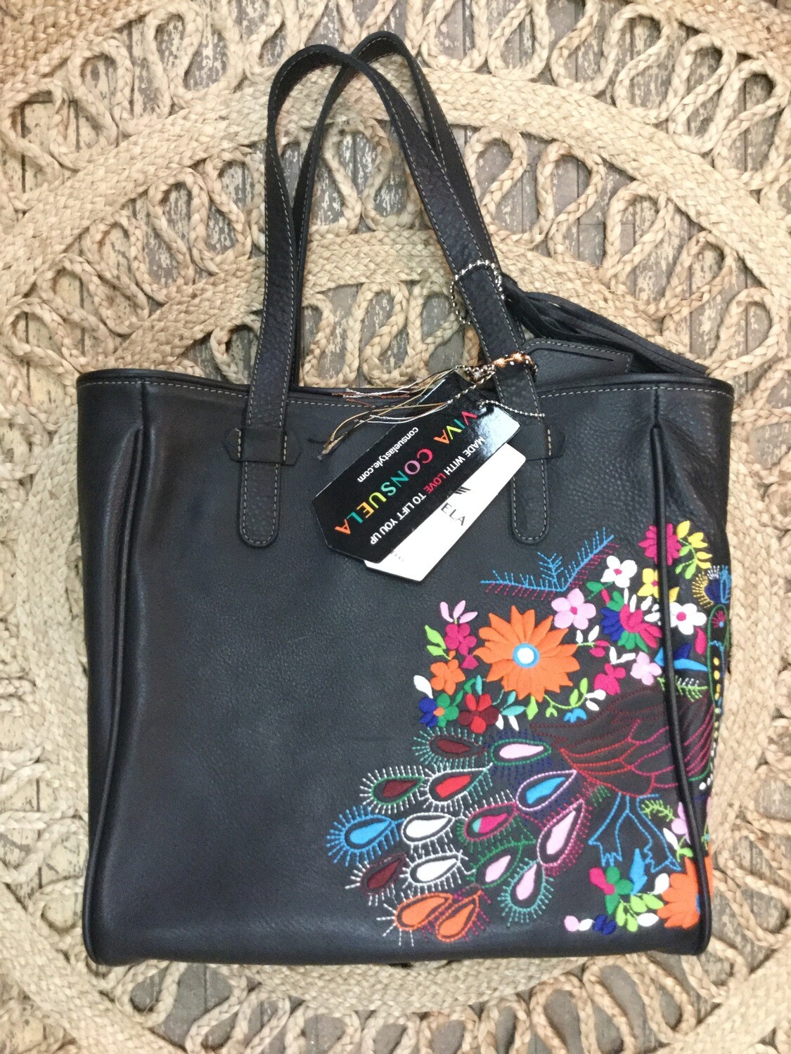 Consuela Emb Blk Tote 6166