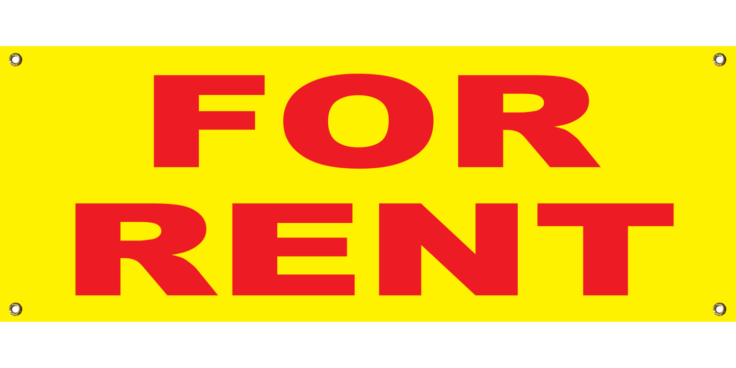 YELLOW FOR RENT BANNER 2' X 4'