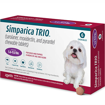 SIMPARICA TRIO™ 5.6-11lb 6 pack- $40 rebate FREE SHIPPING