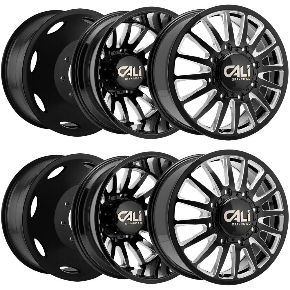 (Set of 6) 20" Inch Cali OffRoad 9110 Summit Dually 8x200 Gloss Black