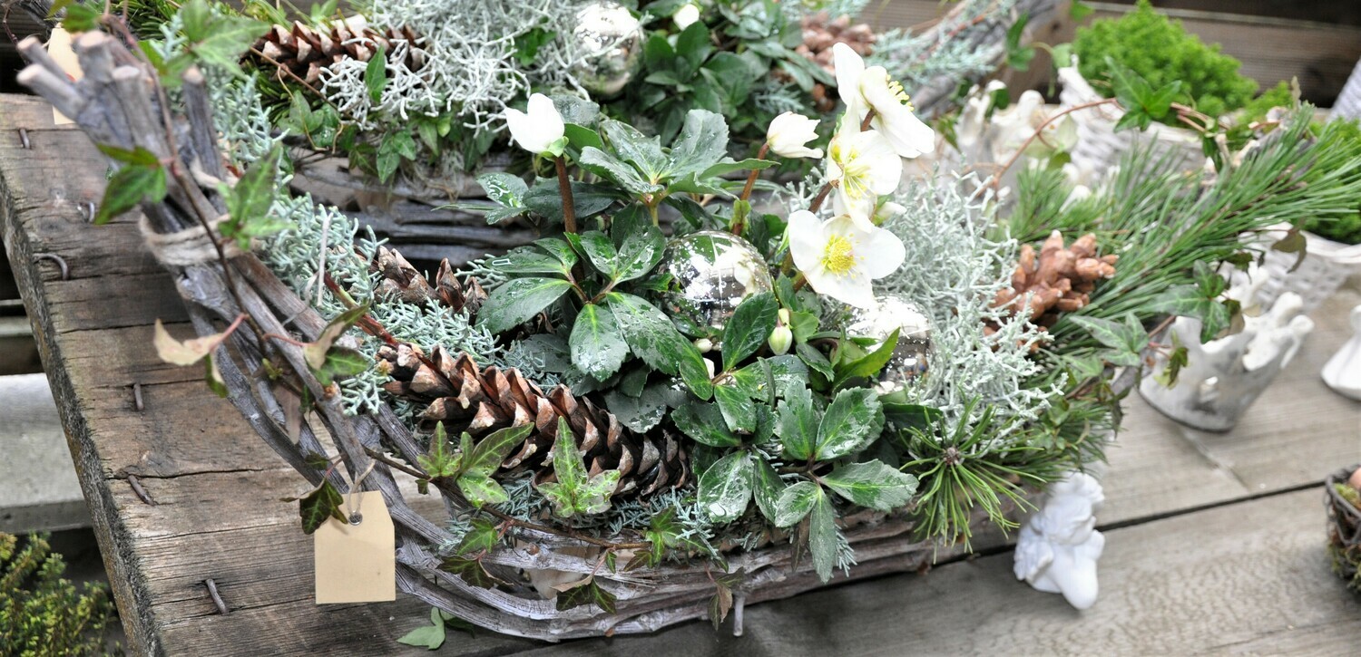 Adventskorb lang weiss