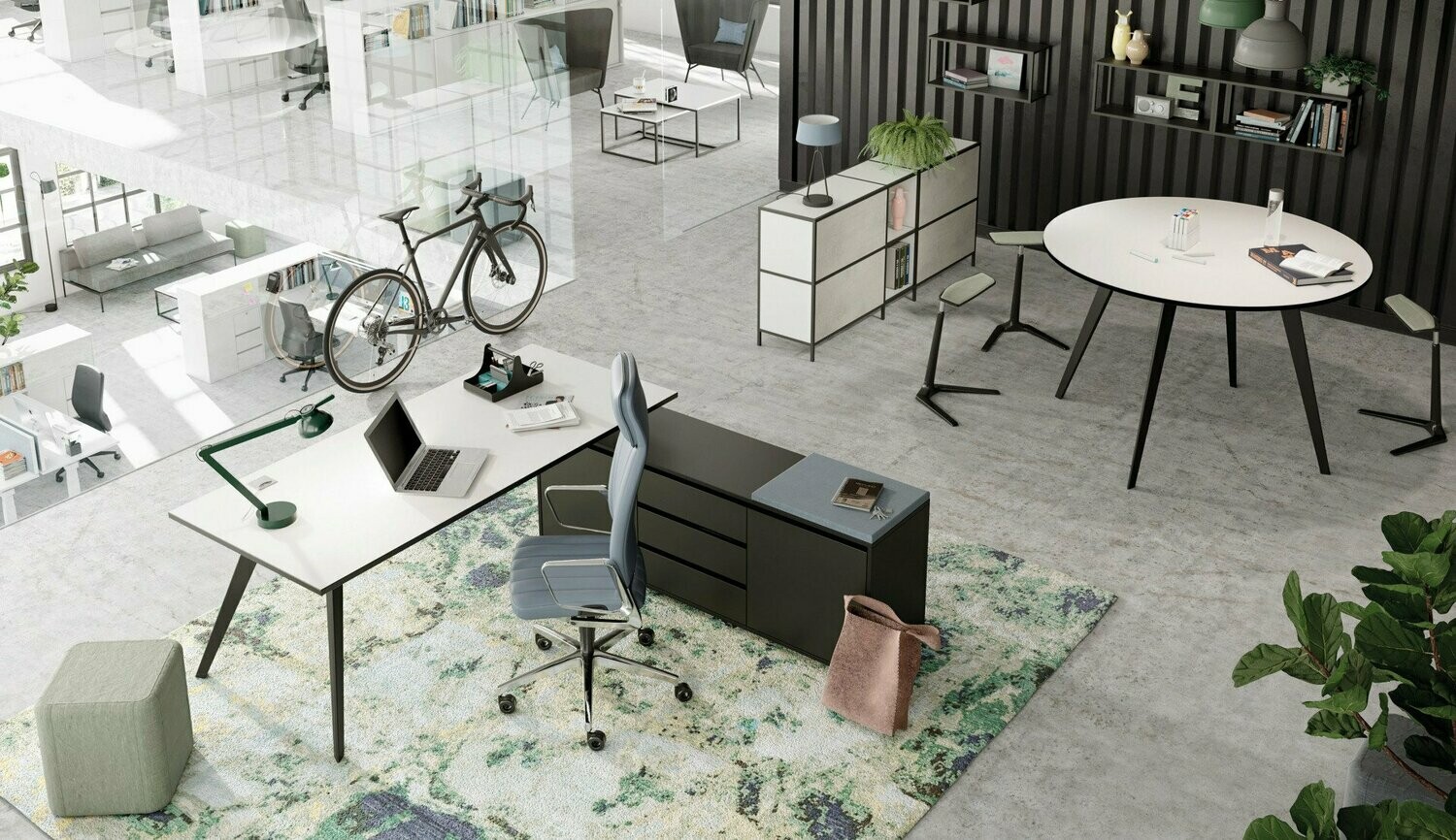 Konferenztisch 3-Kant mit ovaler Platte