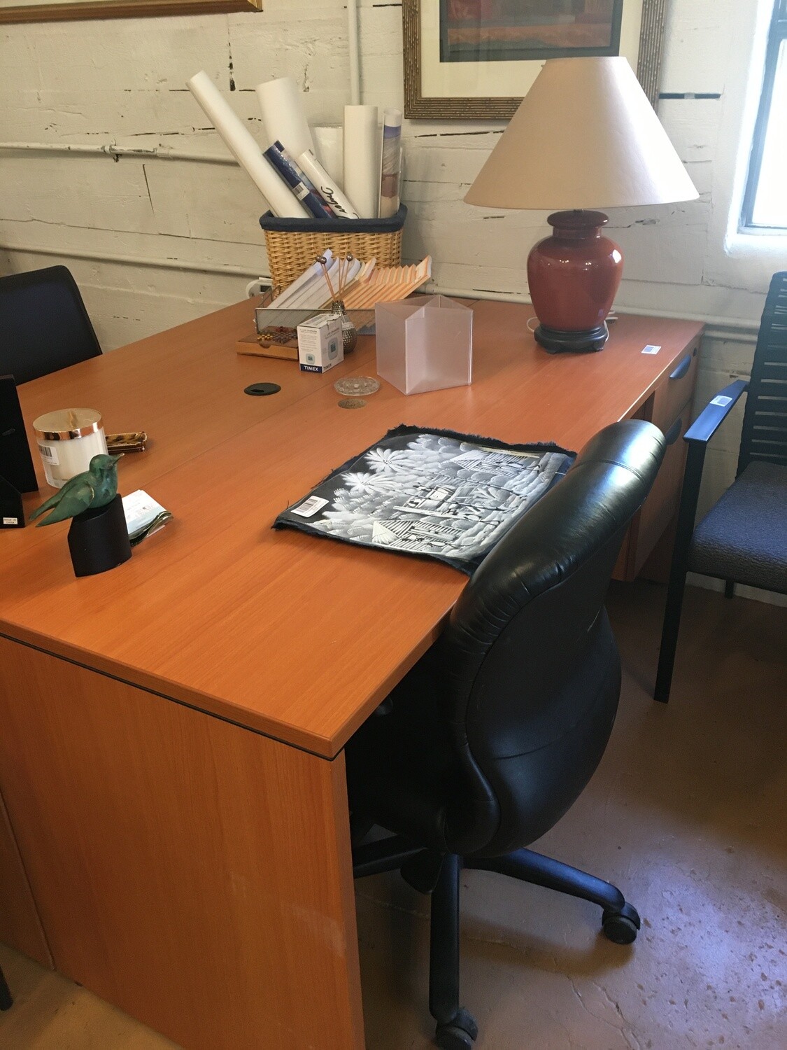 Large Light Wood Desk w/Drawer 2/27