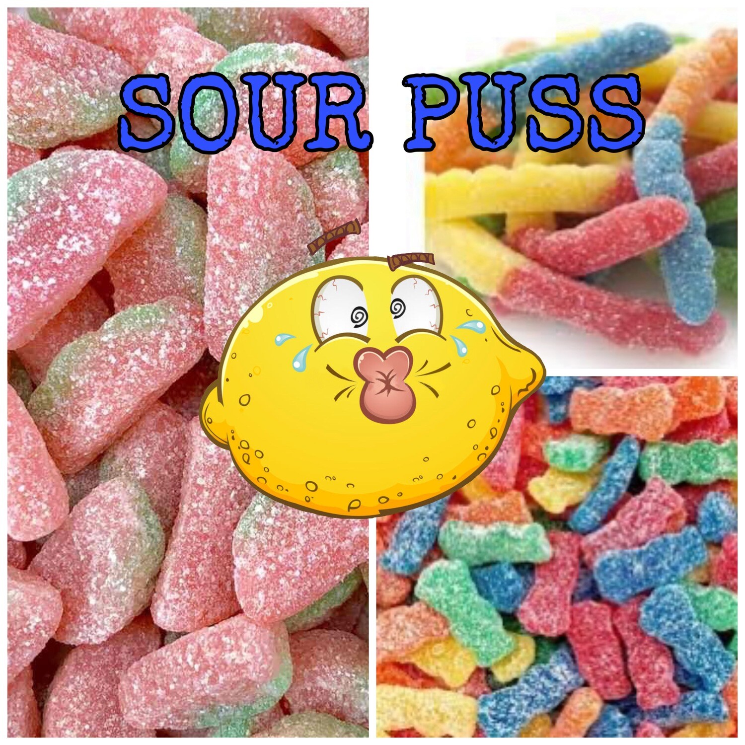 Candy Cup Sour Puss Sour Watermelon, Sour worm, Sour Patch Kids