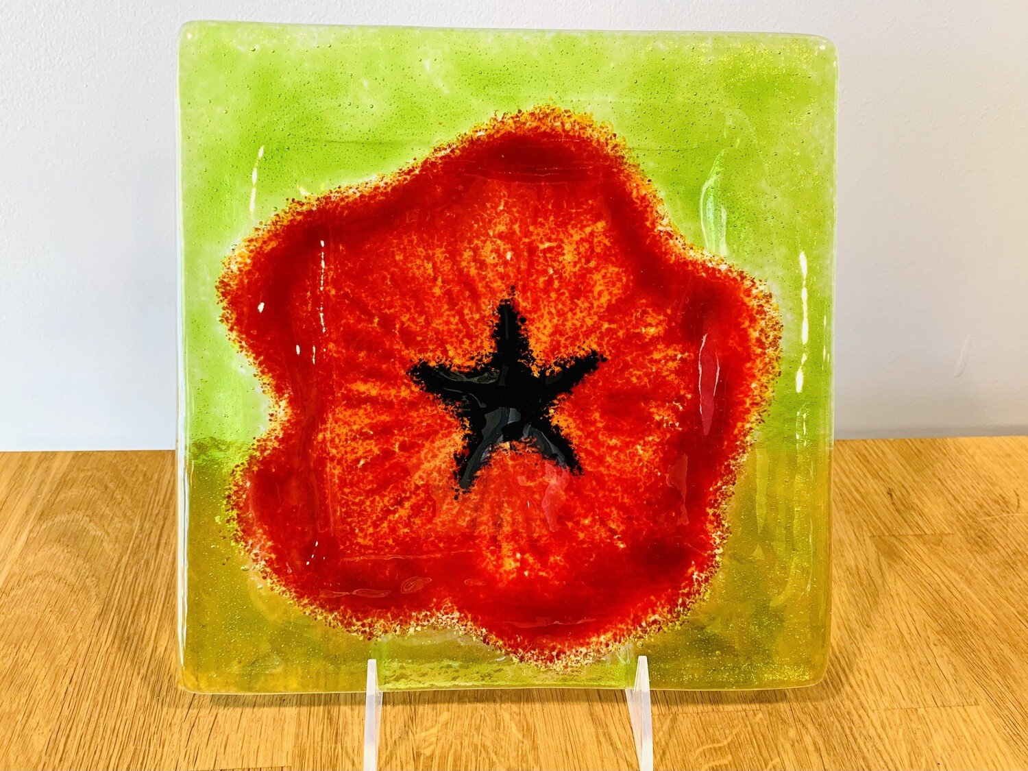 Poppy Plate, 9x9 Kiln Art