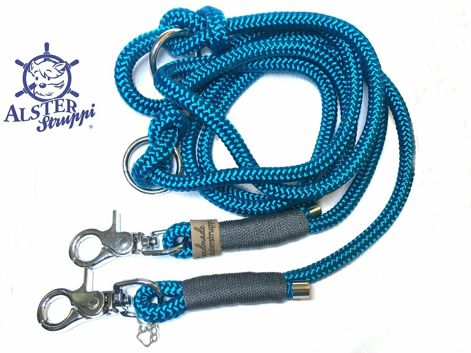 Hundeleine verstellbar petrol grau