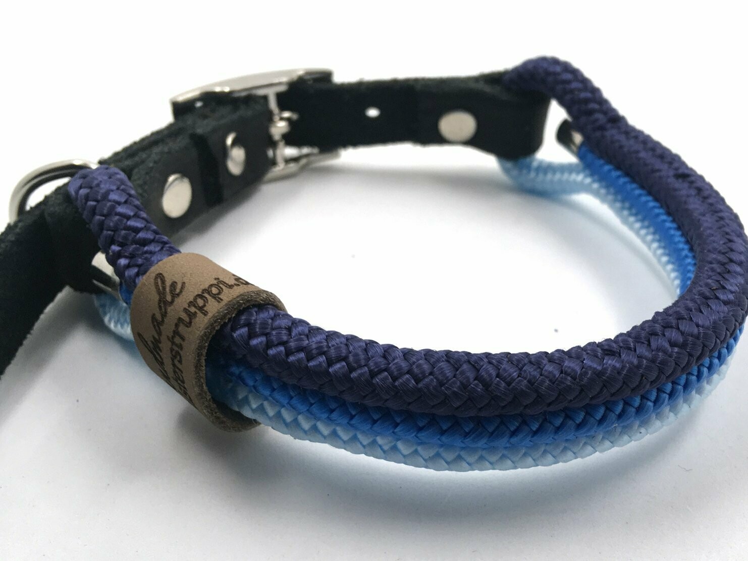 Hundehalsband Aus Echtem Leder Mit Strasssteinen – Blau, Verstellbar Für Kleine Hunde