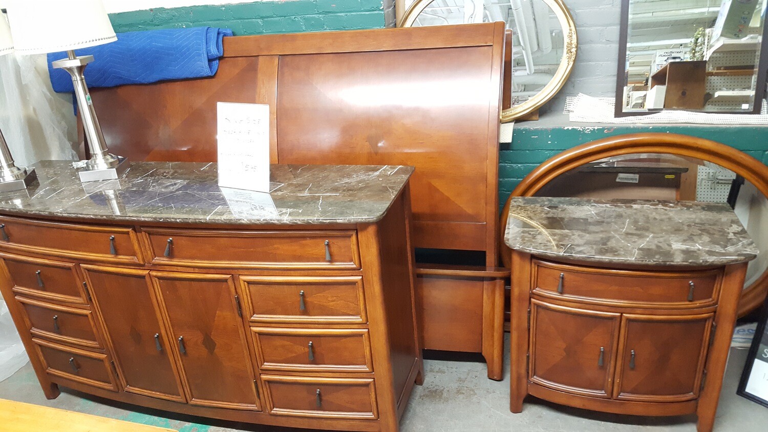 King Marble Top Bedroom Set (B)