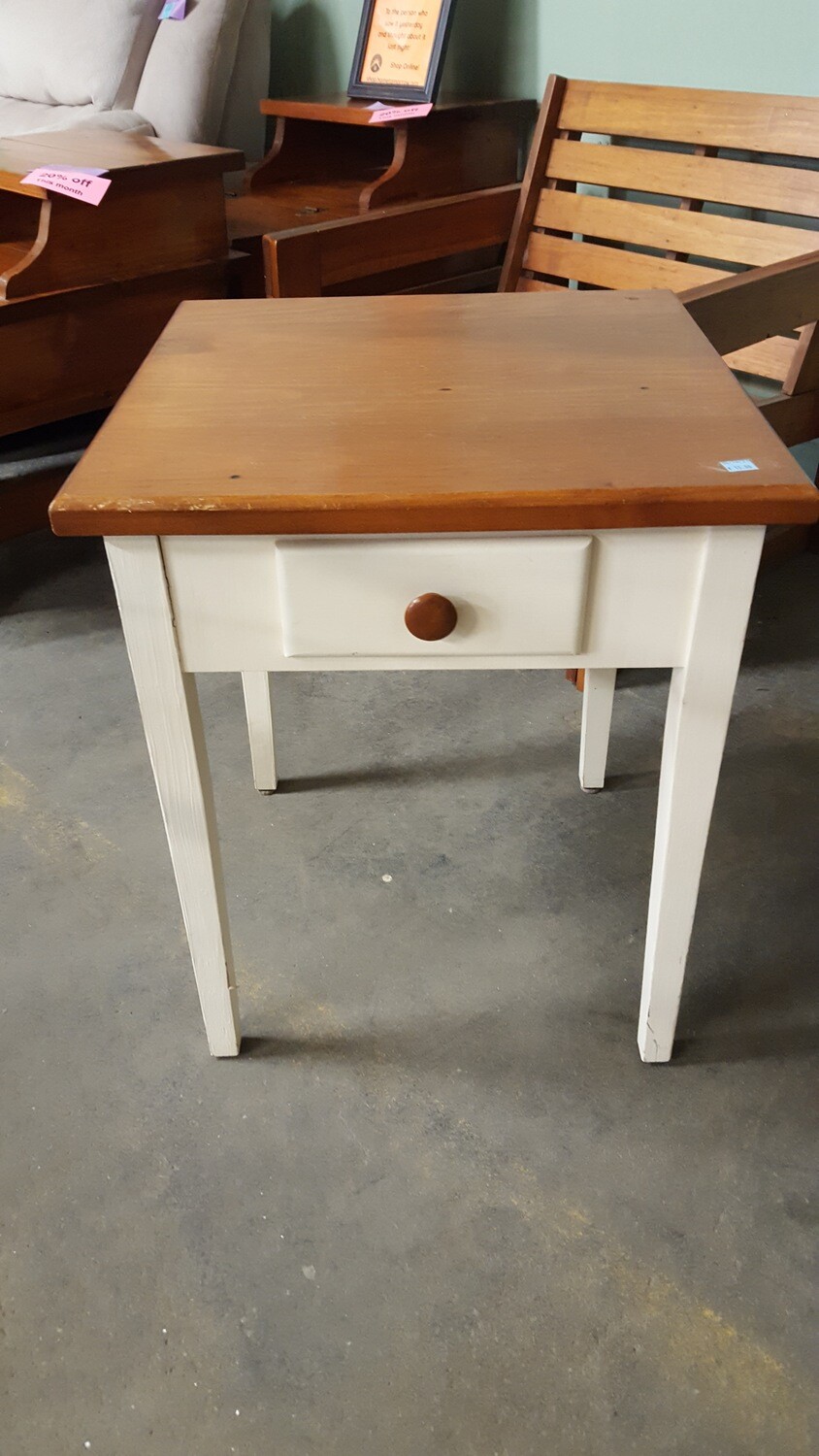 Small End Table, white with wood top (B)