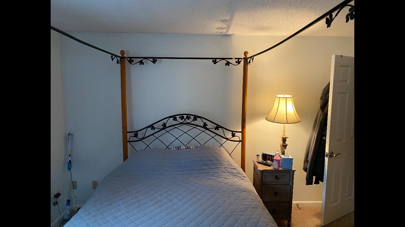 Black Queen Canopy Bed with wood posts 1115