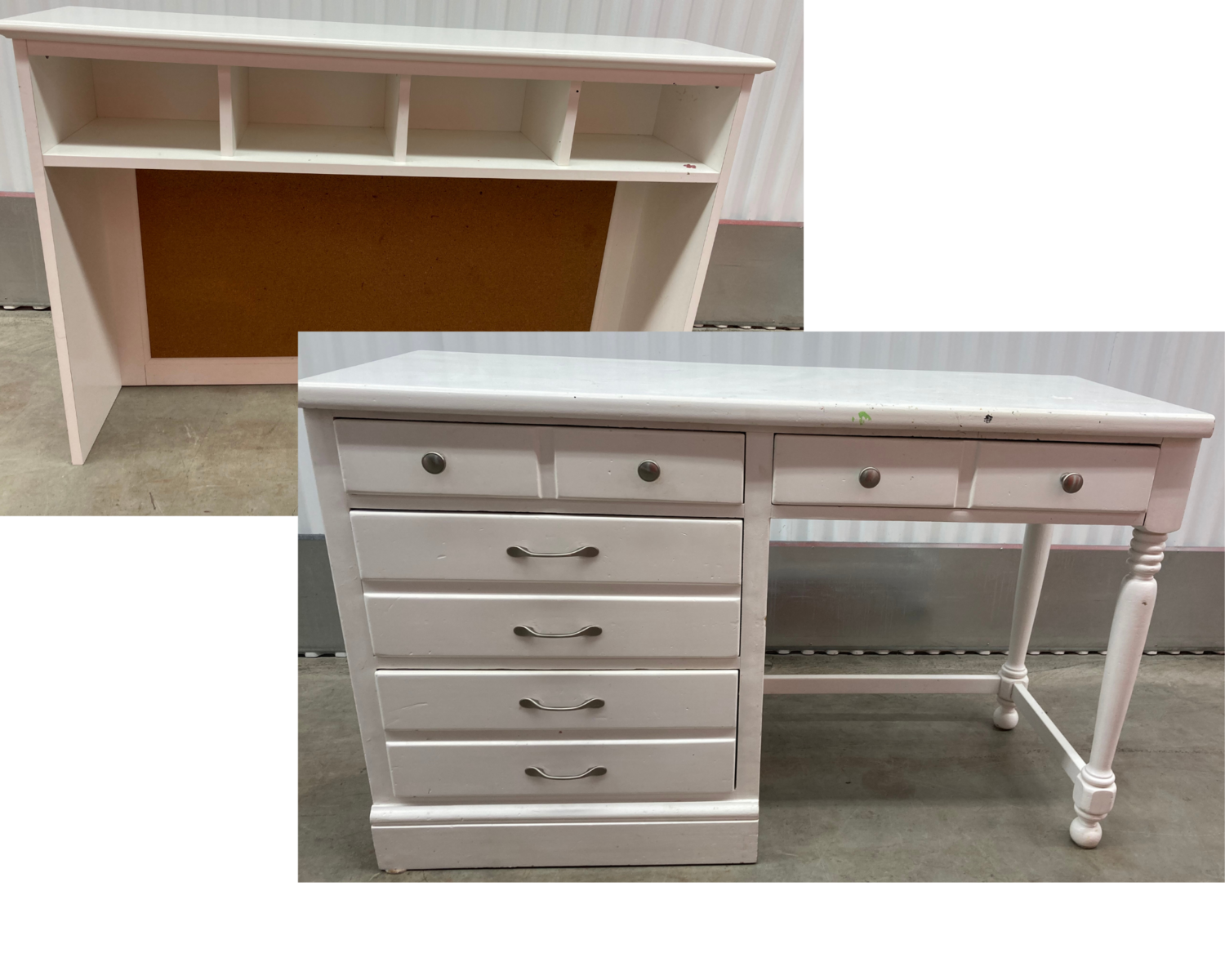 White Desk with Bookcase Hutch 2214