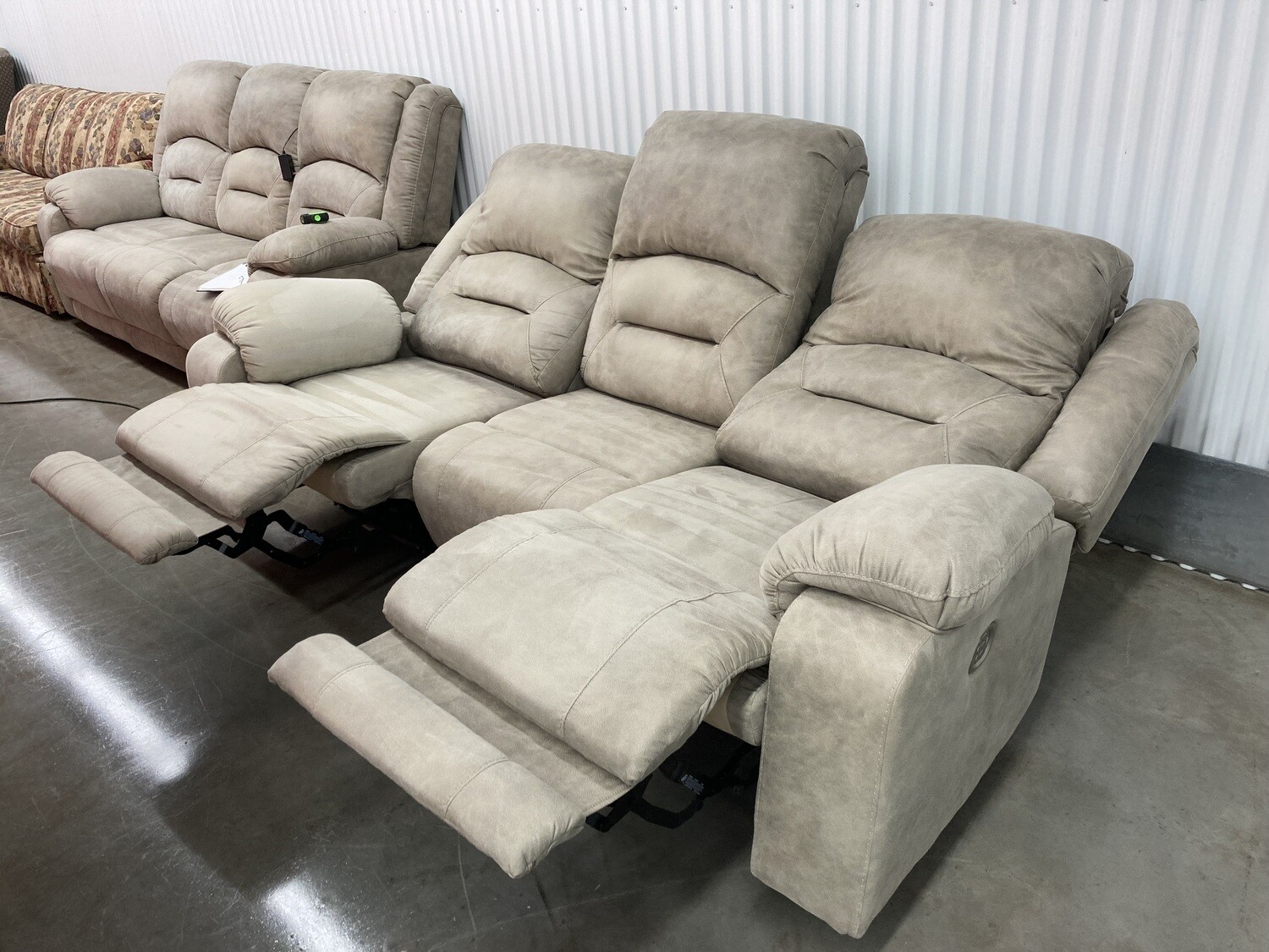 Light Gray Double Power Recliner Sofa 2349