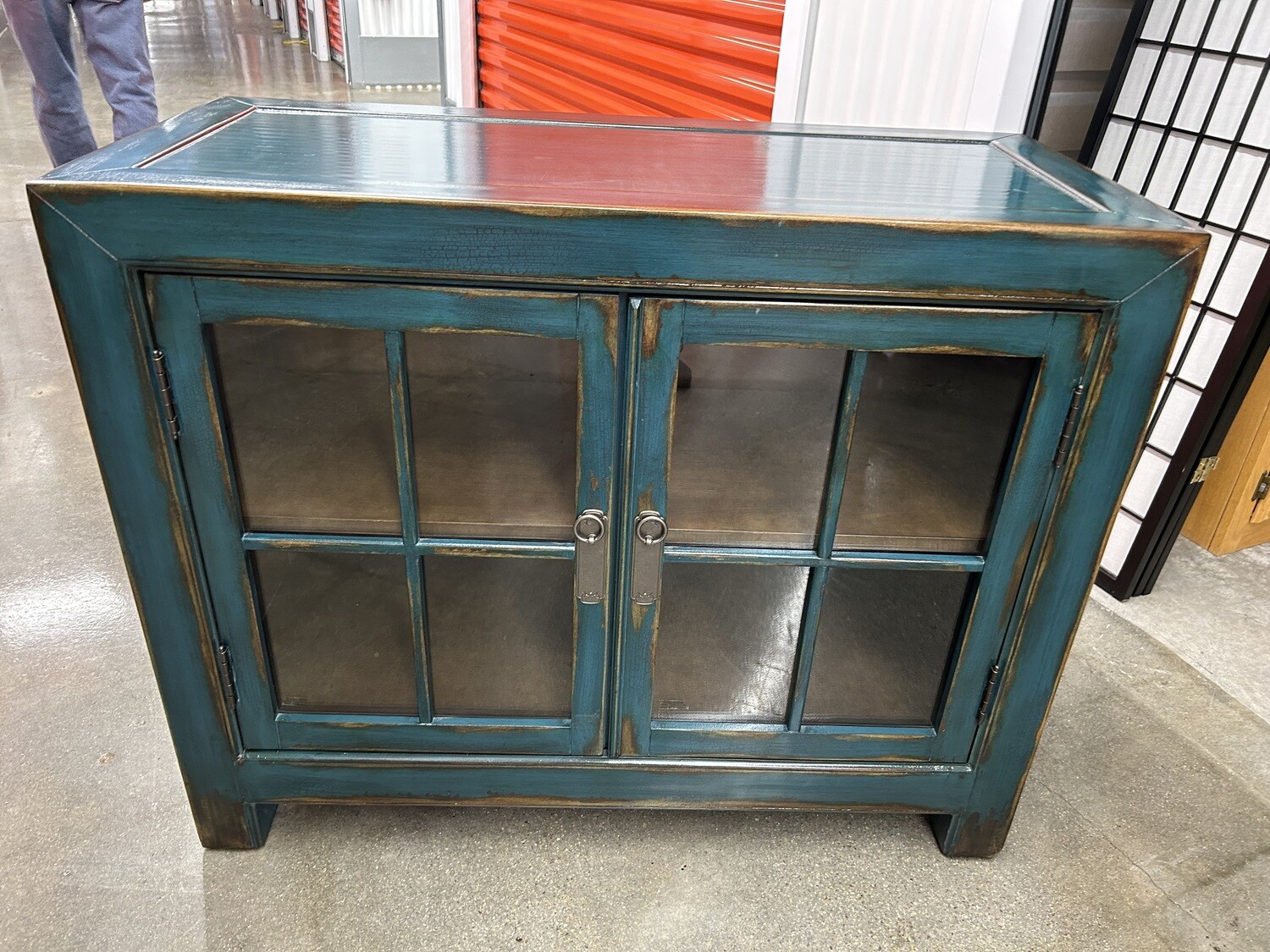 Like New!!! Ethan Allen Ming Media "aged teal" 1148